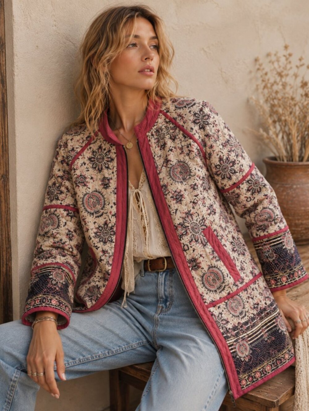 Free People Belario Reversible Boho Quilted Jacket
